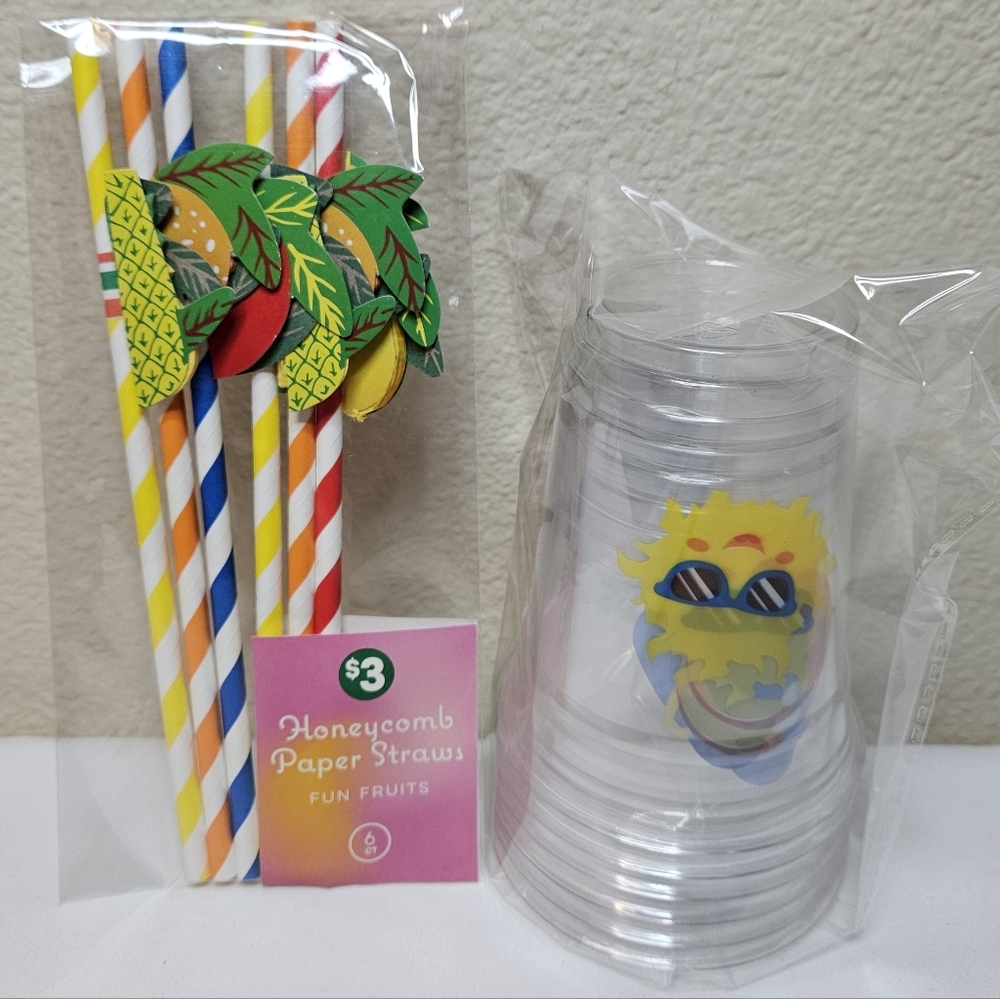 12 Count Straws And Cups Set NEW